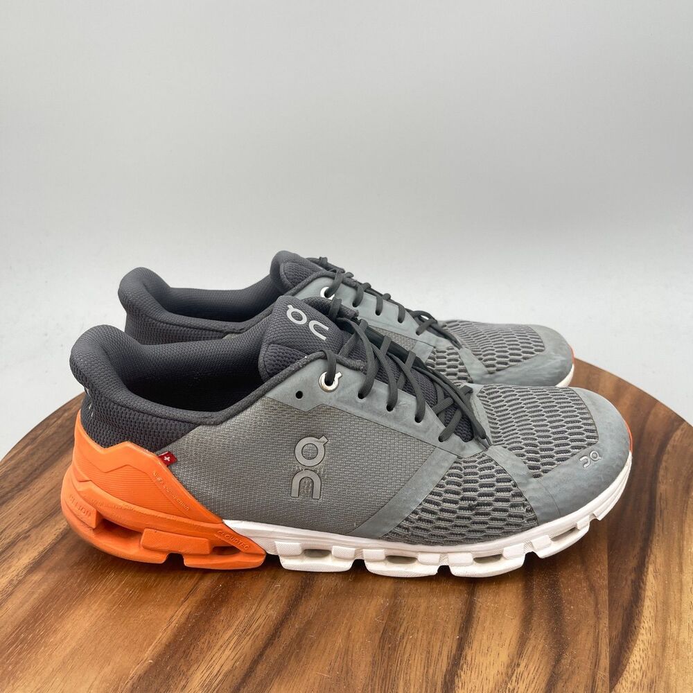 On Cloudflyer Shoes Mens Size 10 Gray/Orange Running Comfort Walking Sneakers